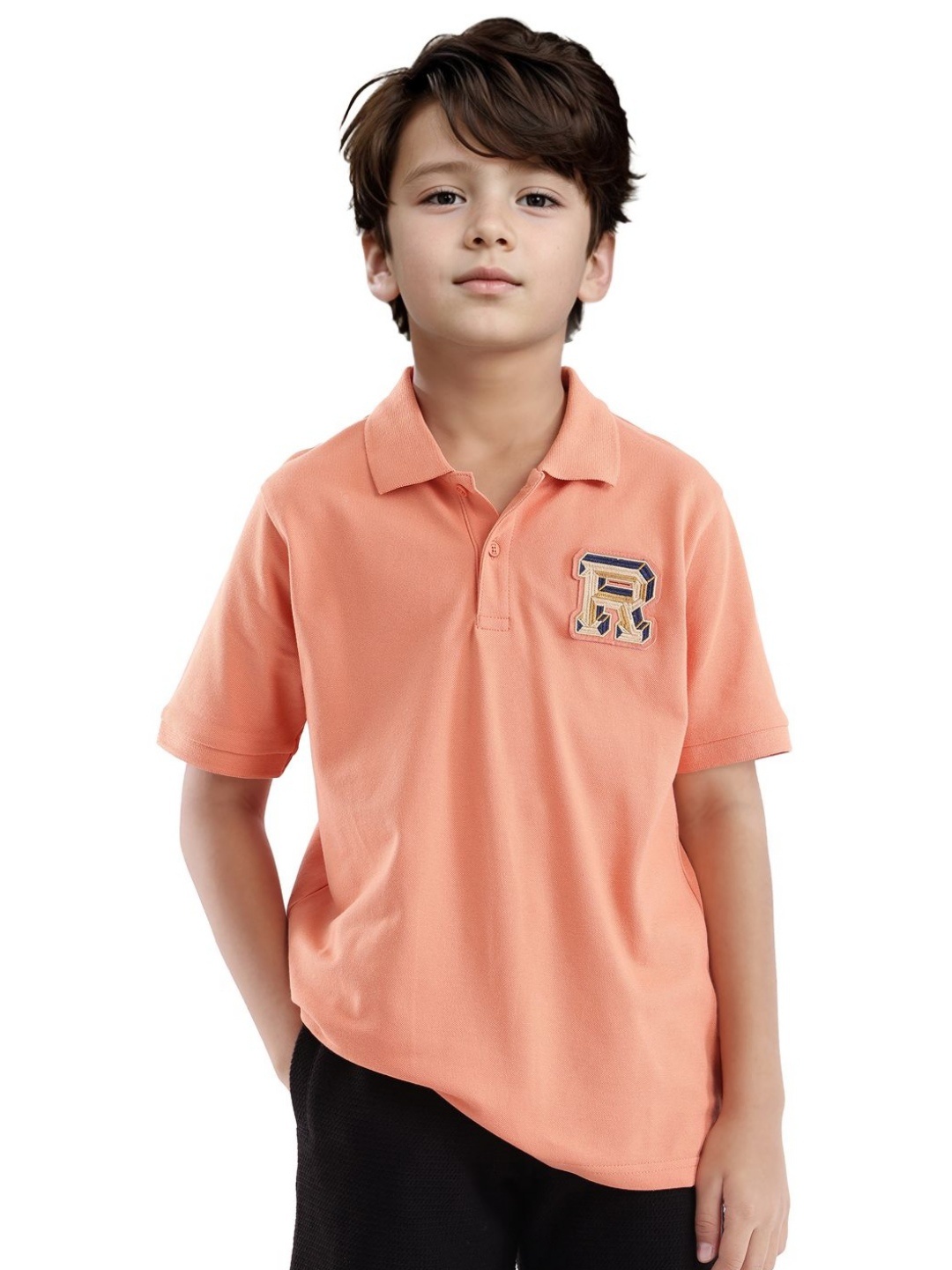 

Rare Ones Boys Applique Polo, Orange