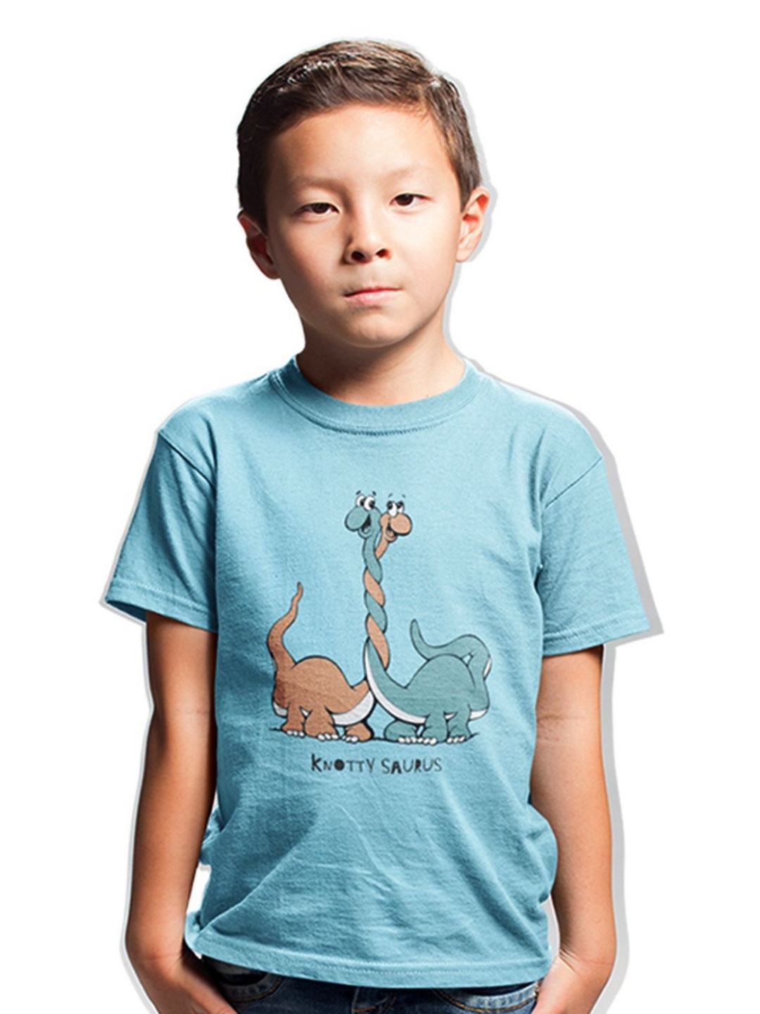 

Tantra Unisex Kids Graphic Printed Round Neck Cotton T-shirt, Turquoise blue