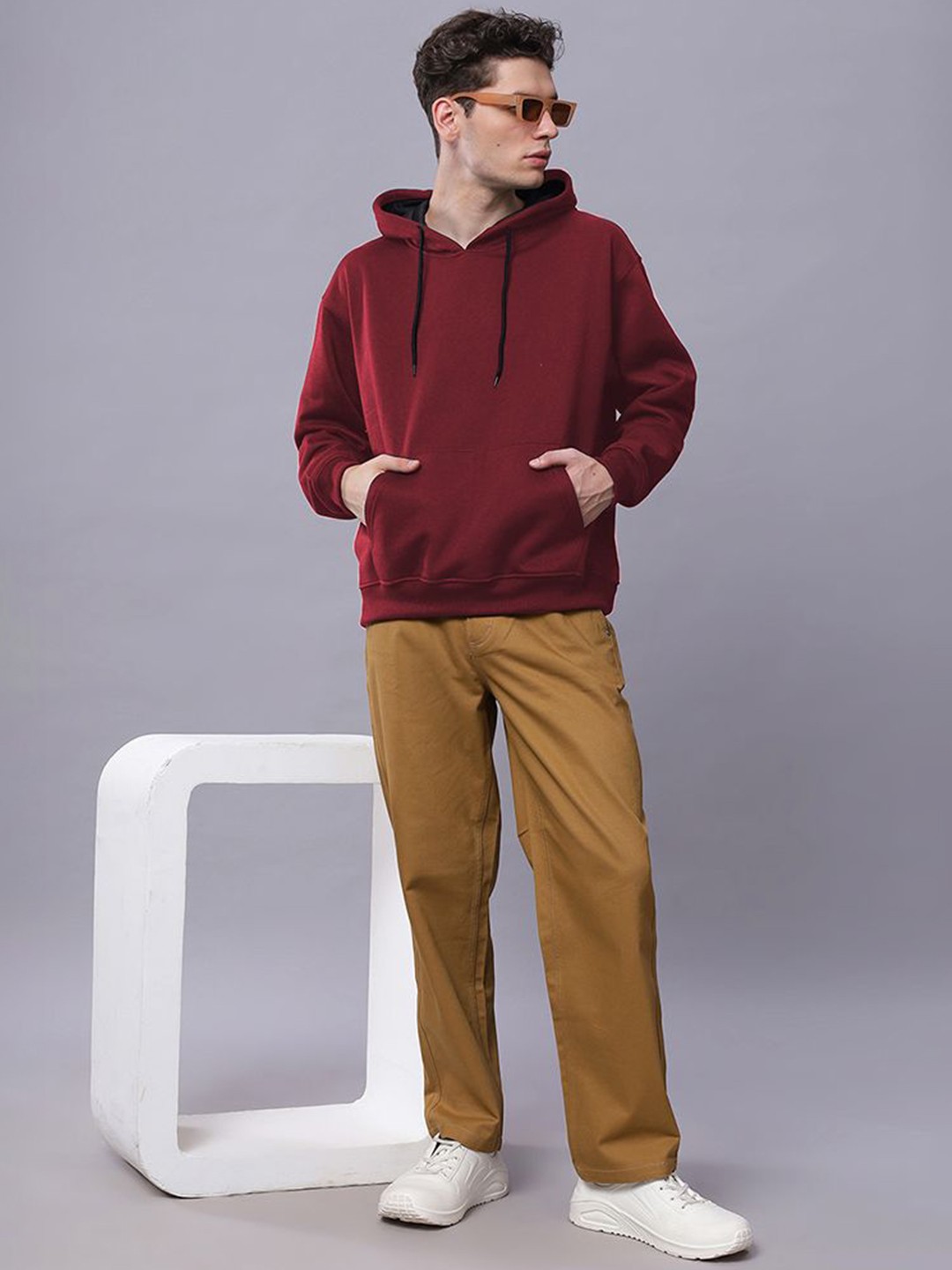 

Wear Your Opinion Men Drop Shoulder Kangaroo Pocket Hooded Sweatshirt, Maroon