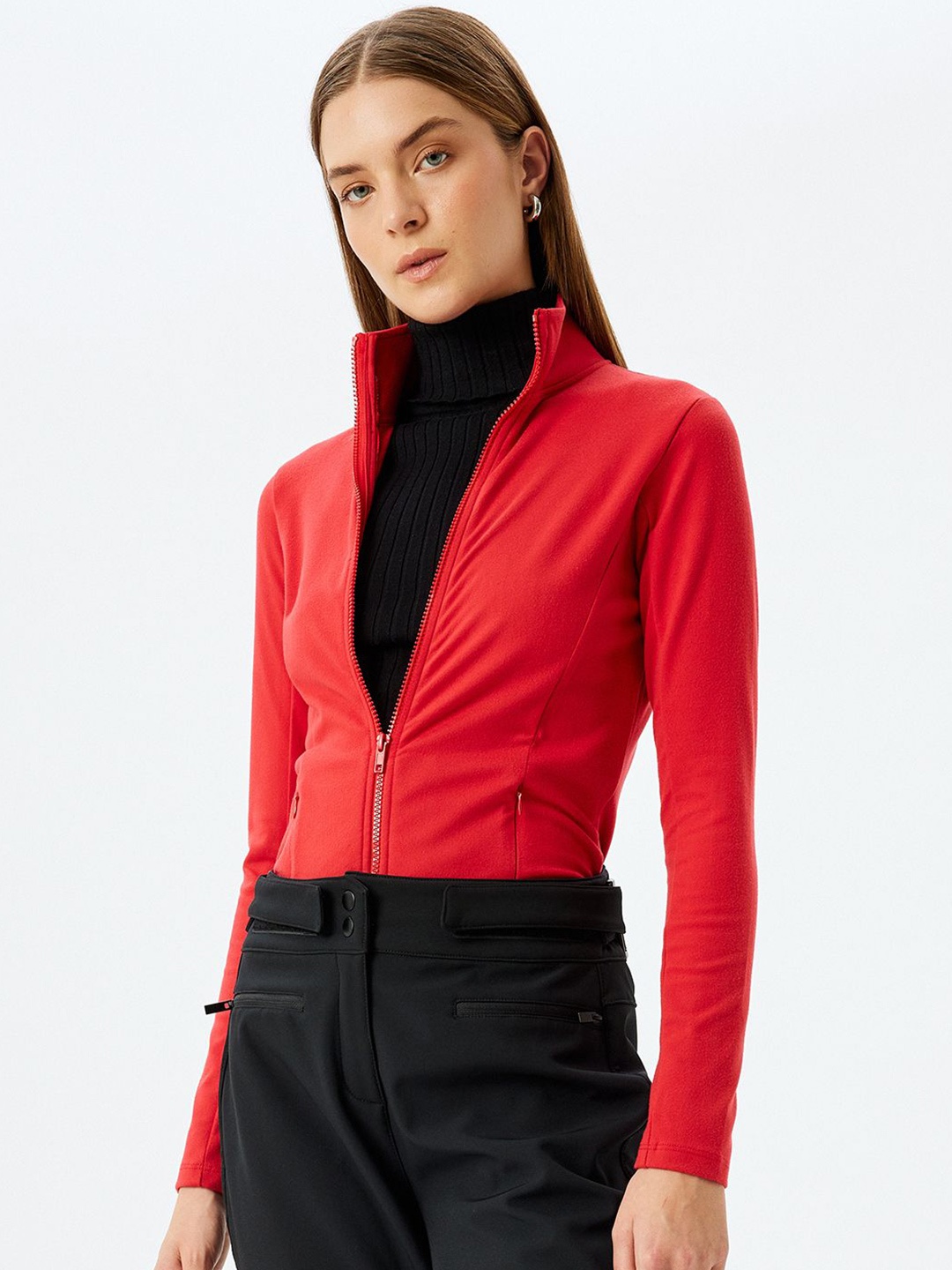 

Koton Women Mock Collar Long Sleeves Sweaters, Red