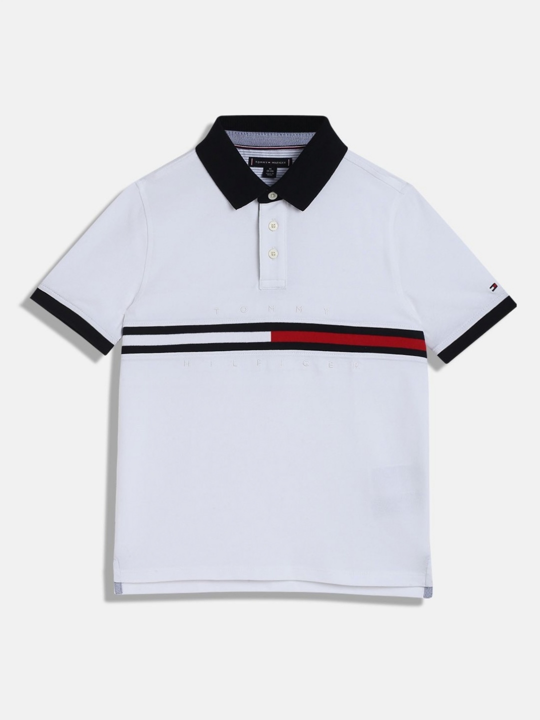 

Tommy Hilfiger Boys Solid Polo Collar Cotton T-shirt, White