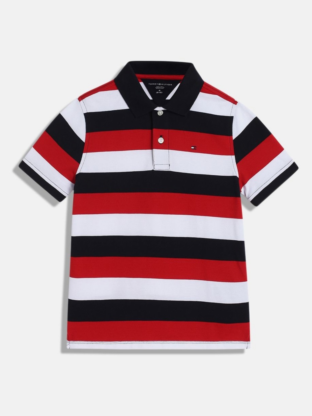 

Tommy Hilfiger Boys Striped Polo Collar Cotton T-shirt, Blue