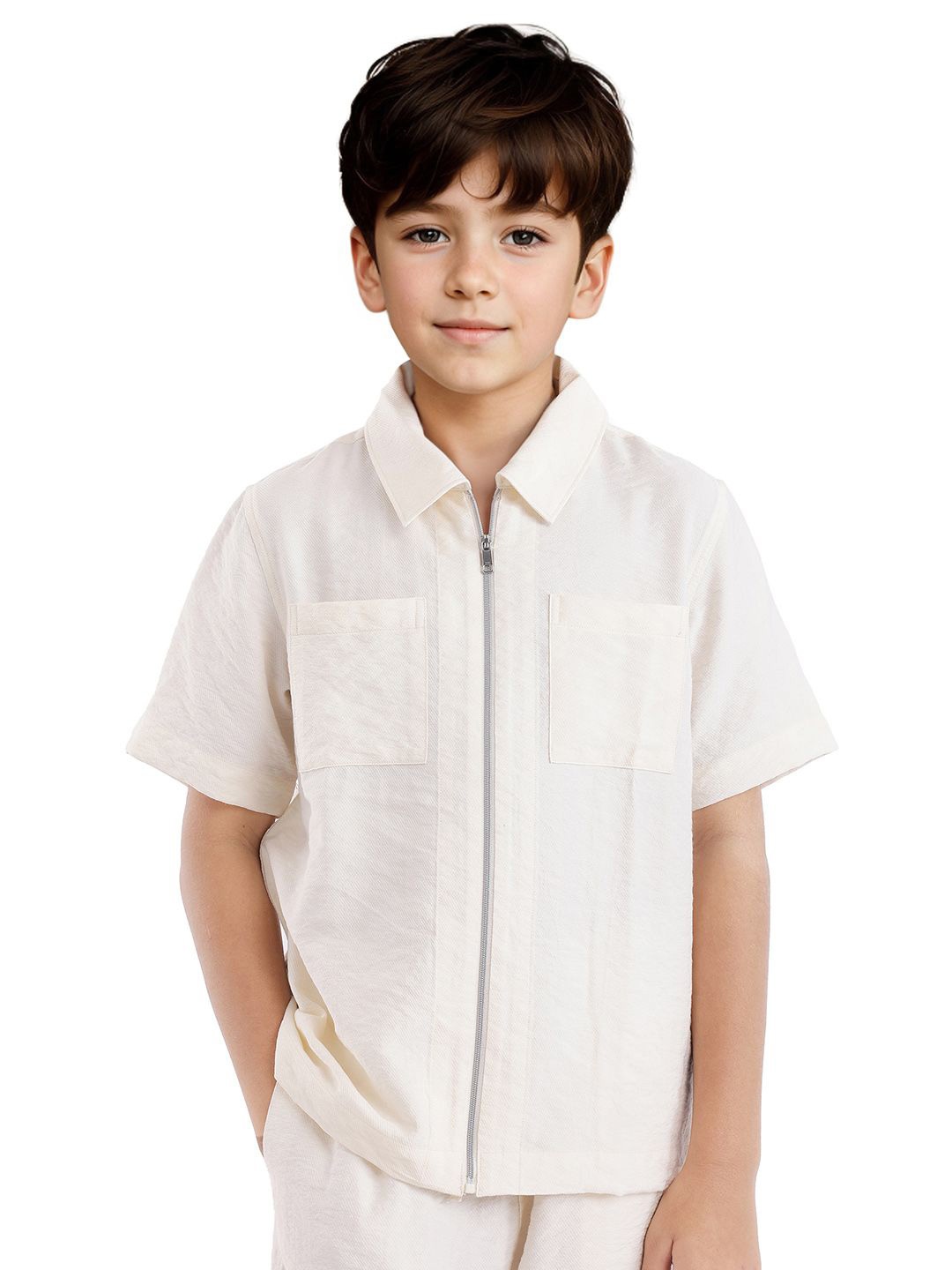

Rare Ones Boys Viscose Solid Shirt, Off white