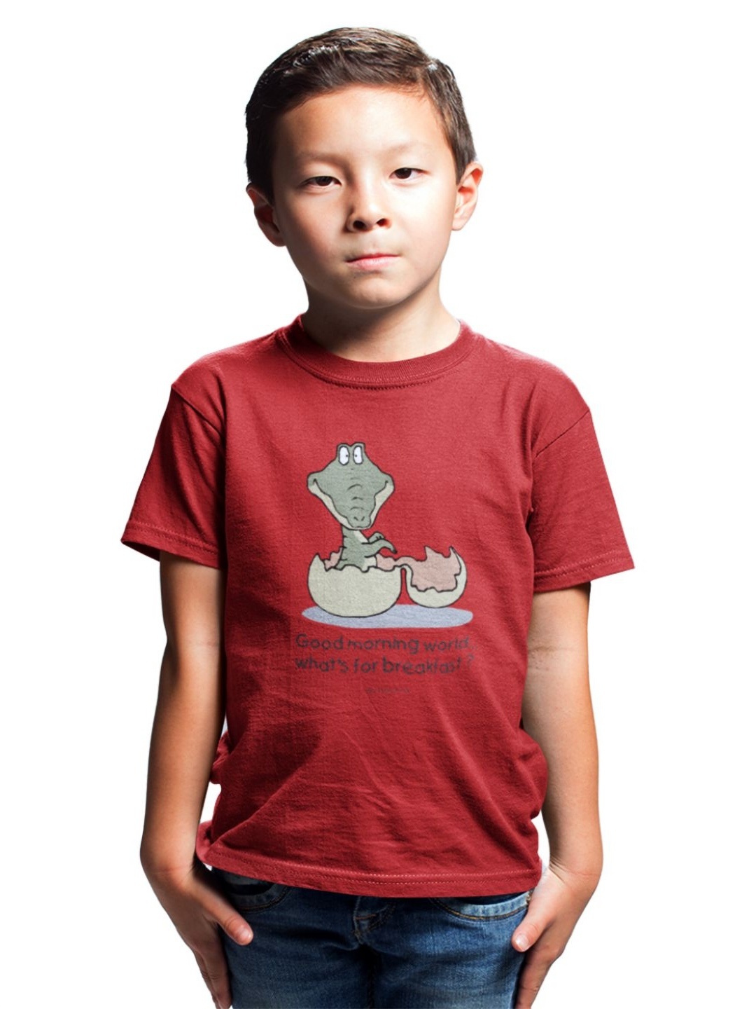

Tantra Unisex Kids Graphic Printed Round Neck Cotton T-shirt, Red