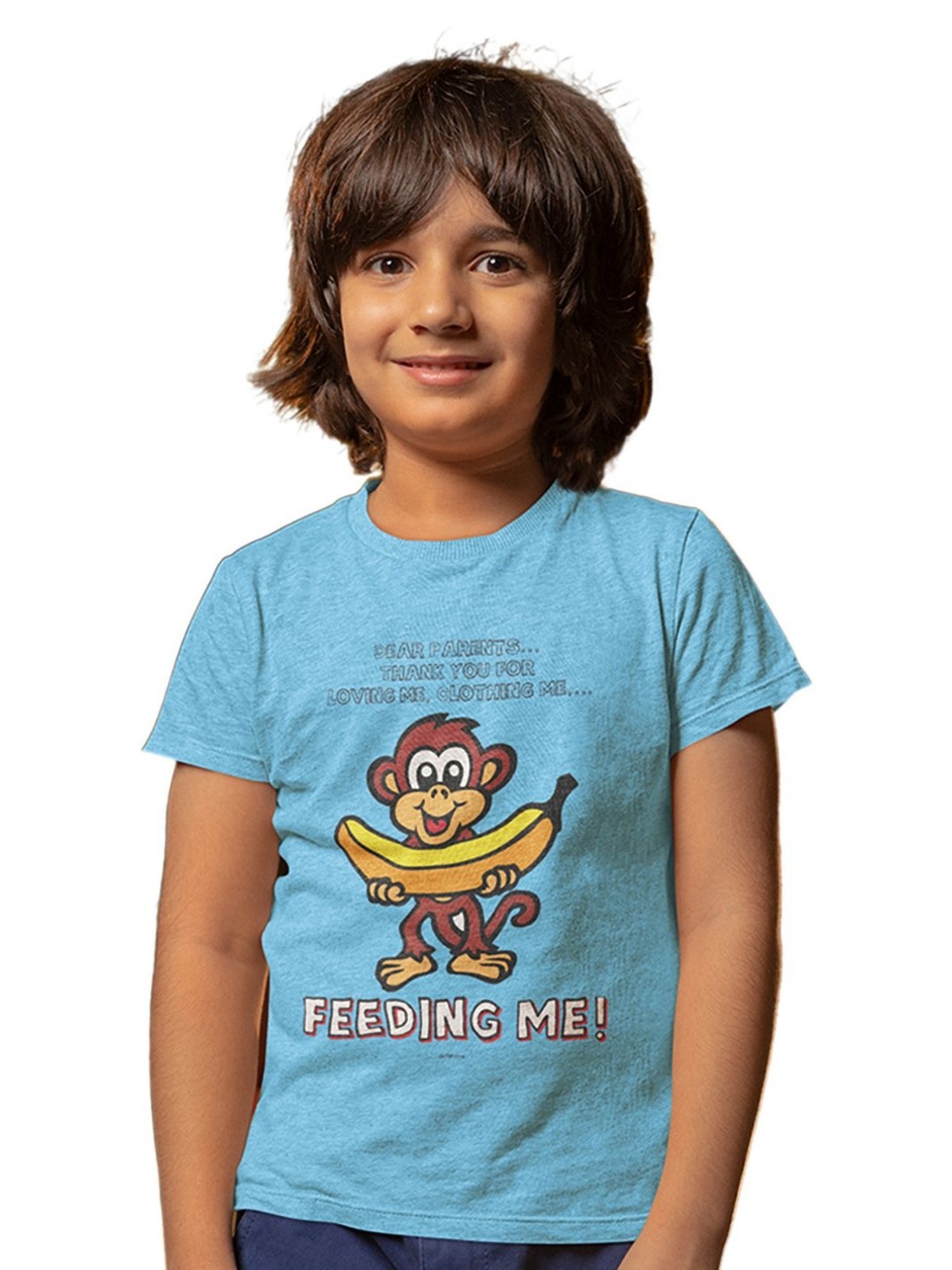 

Tantra Unisex Kids Graphic Printed Round Neck Cotton T-shirt, Turquoise blue