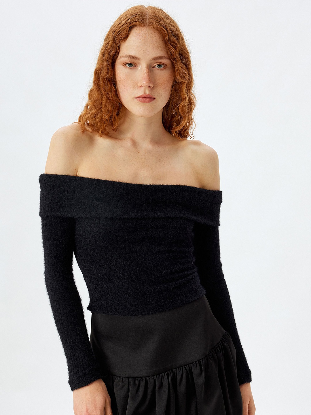 

Koton Women Long Sleeves Off-Shoulder Pullover, Black