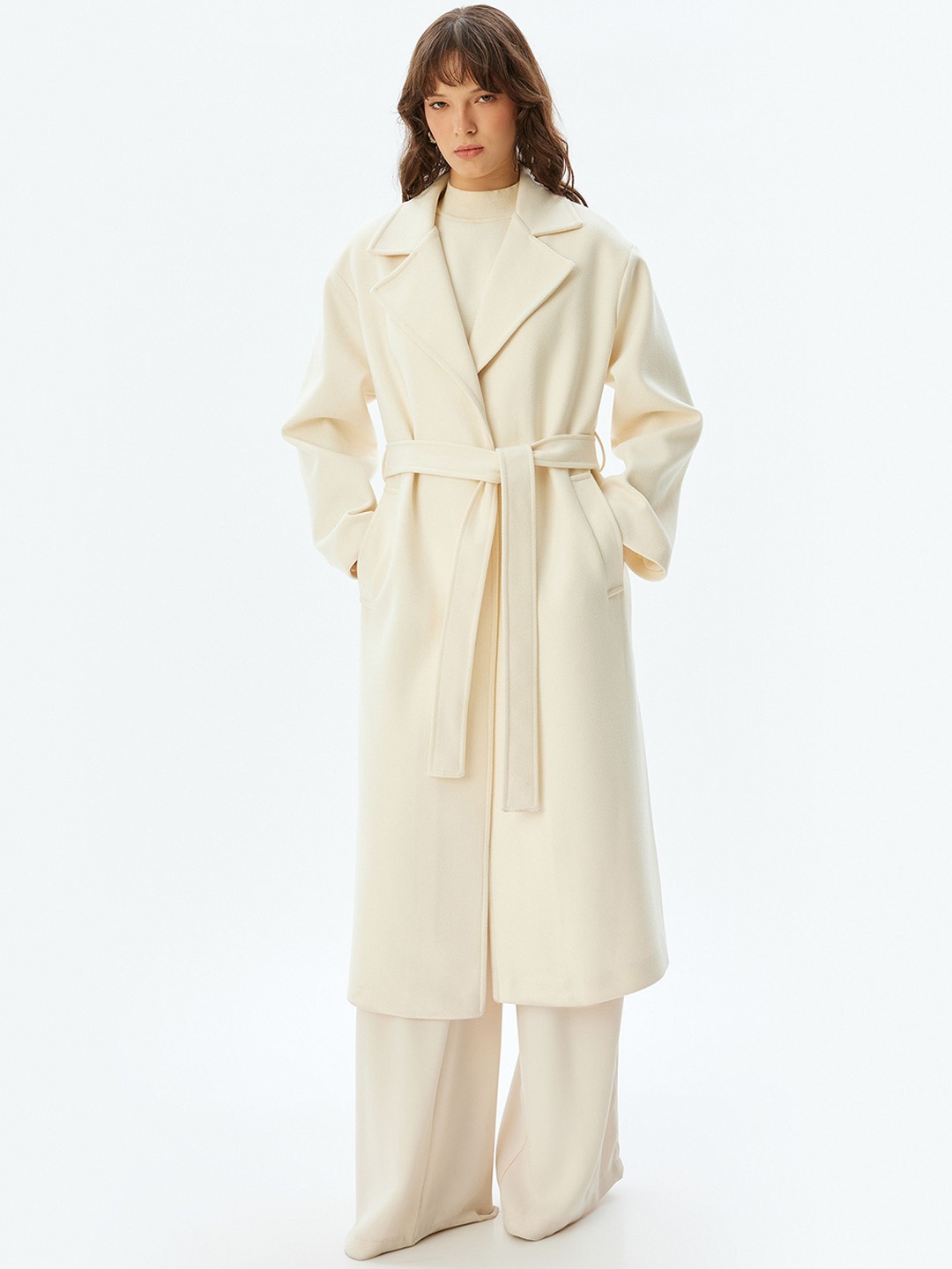 

Koton Women Single-Breasted Overcoat, Beige