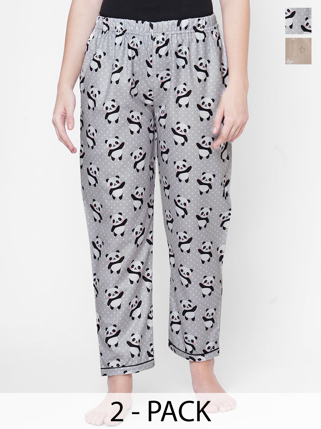 

FashionRack Women Pack Of 2 Printed Lounge Pants, Grey