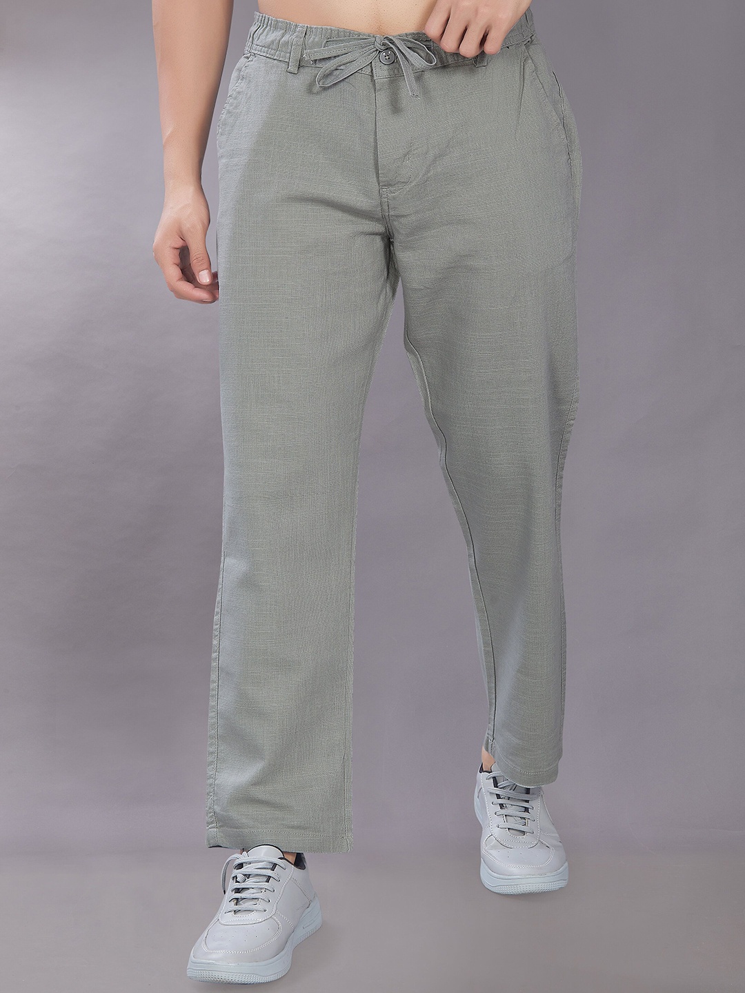 

DIVISIVE Men Relaxed Loose Fit Easy Wash Trousers, Grey