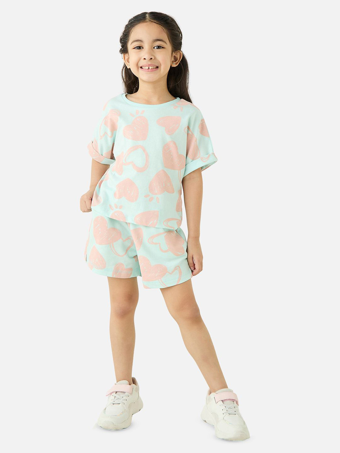 

Juniors by Babyshop Girls Printed Pure Cotton T-shirt with Shorts, Blue