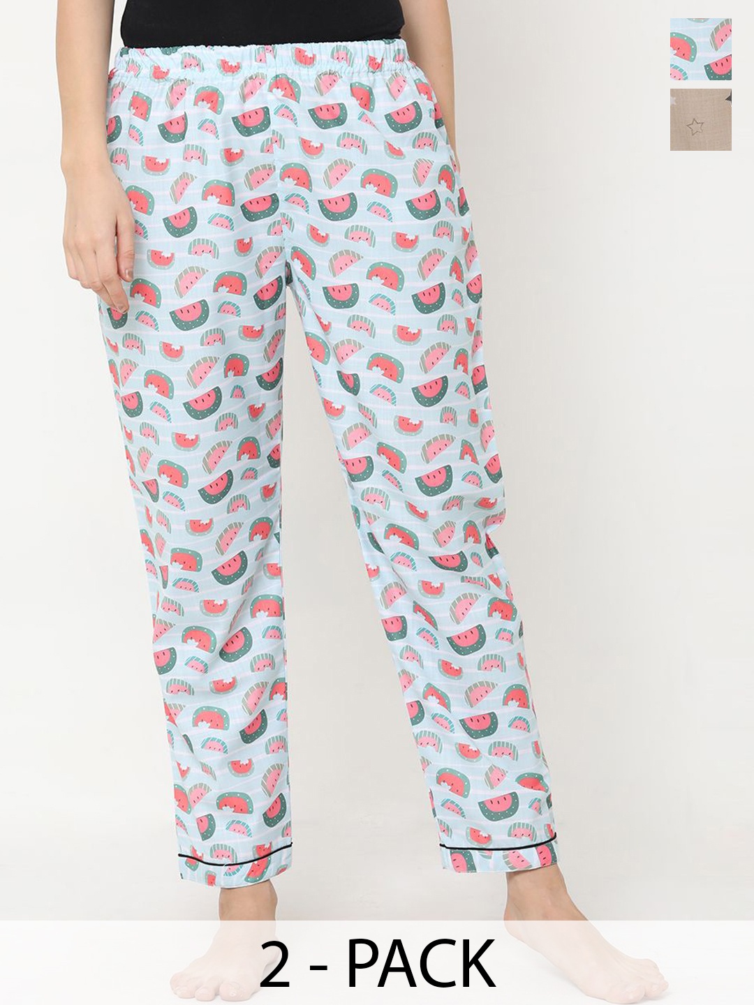 

FashionRack Women Pack Of 2 Printed Lounge Pants, Blue