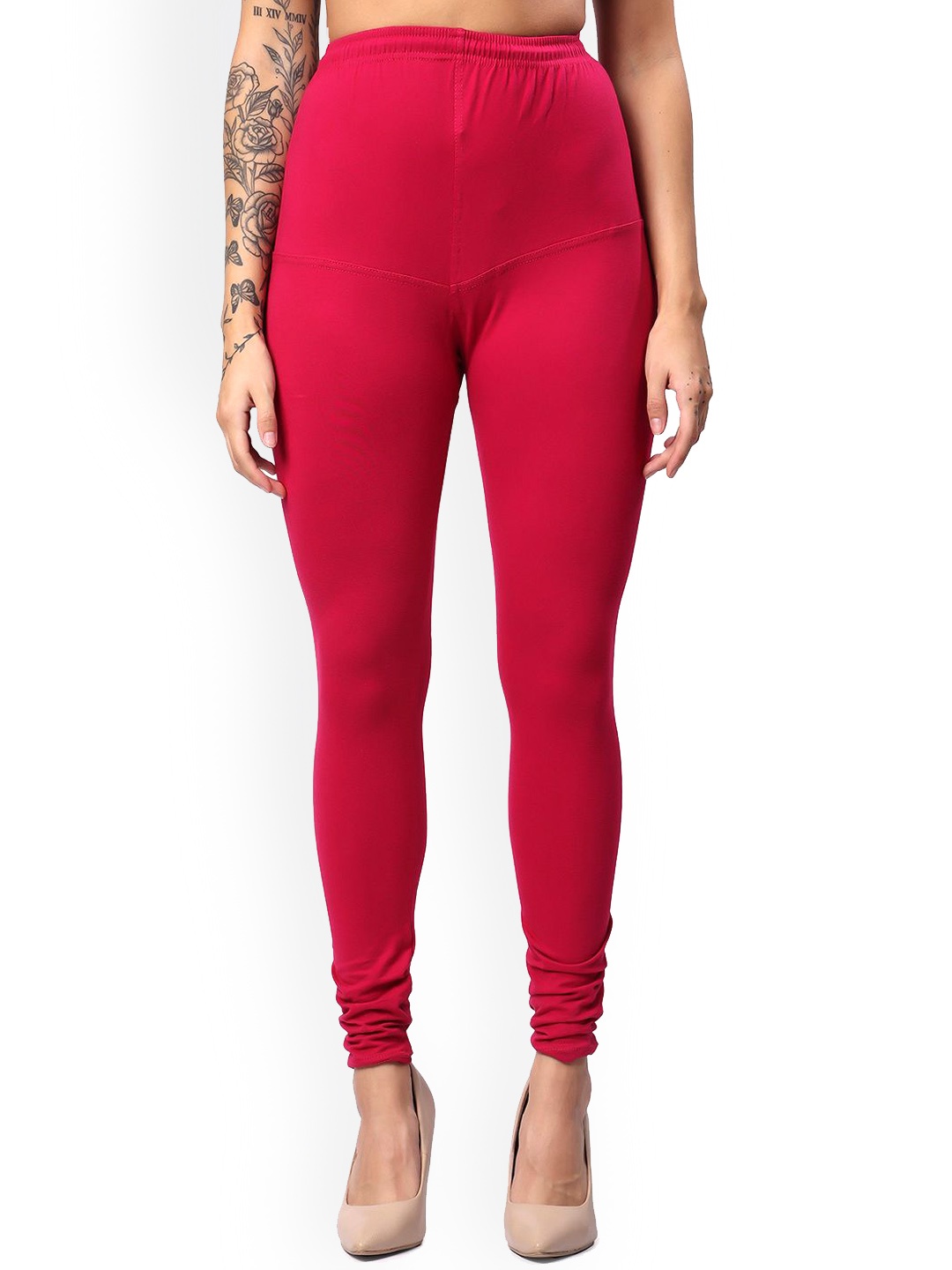 

Keviv Women Churidar Length Cotton Leggings, Pink