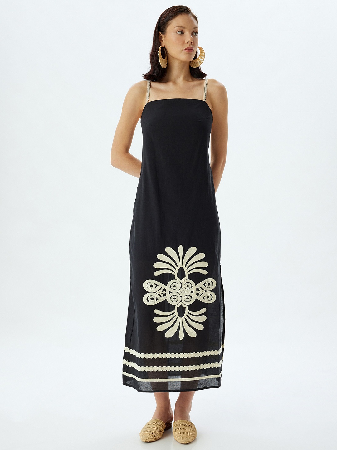 

Koton Shoulder Straps A-Line Dress, Black