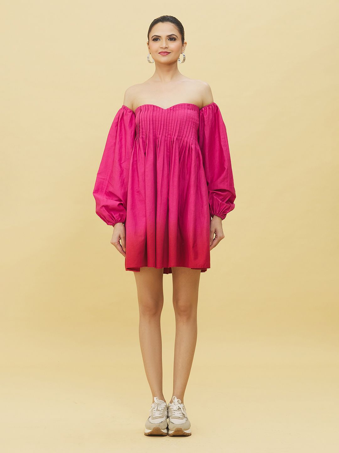 

Samyukta Singhani Puff Sleeve A-Line Dress, Pink