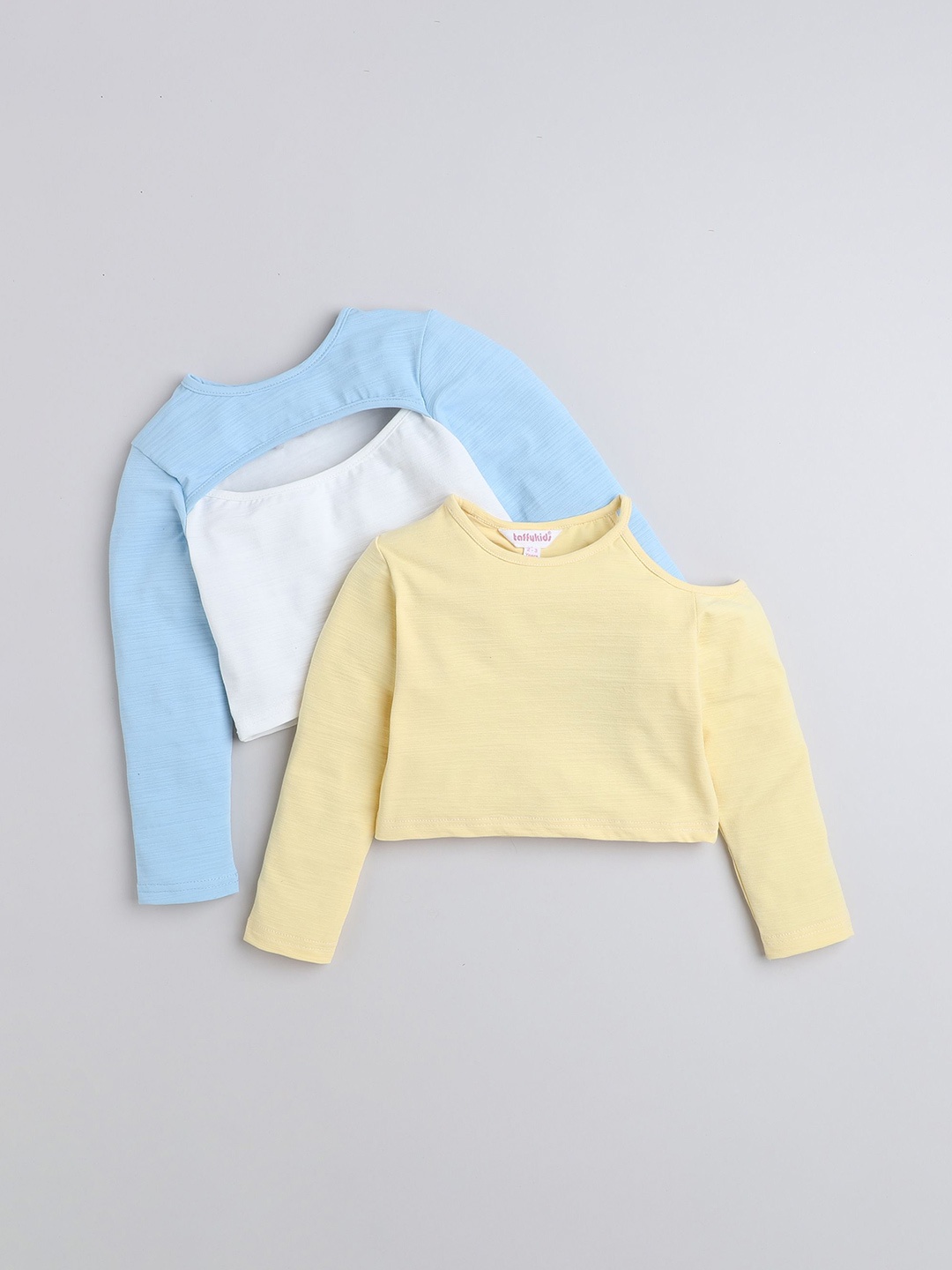 

taffykids Girl's Pack of 2 Crop Top And Cut Out Detail Crop Top, Blue