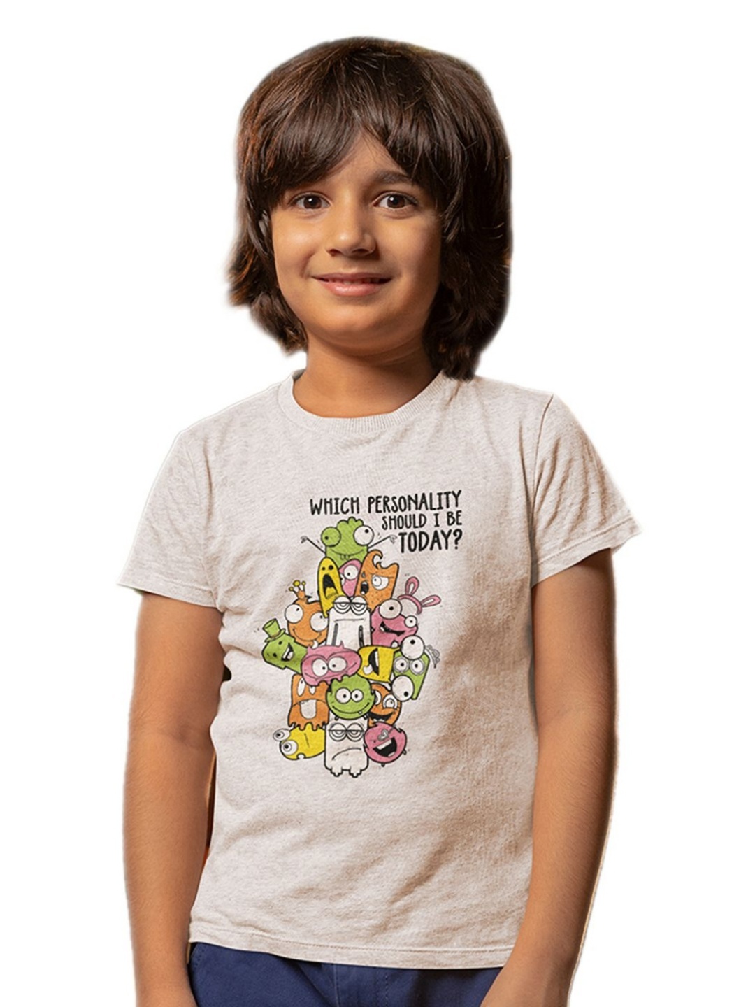 

Tantra Unisex Kids Graphic Printed Round Neck Cotton T-shirt, Grey