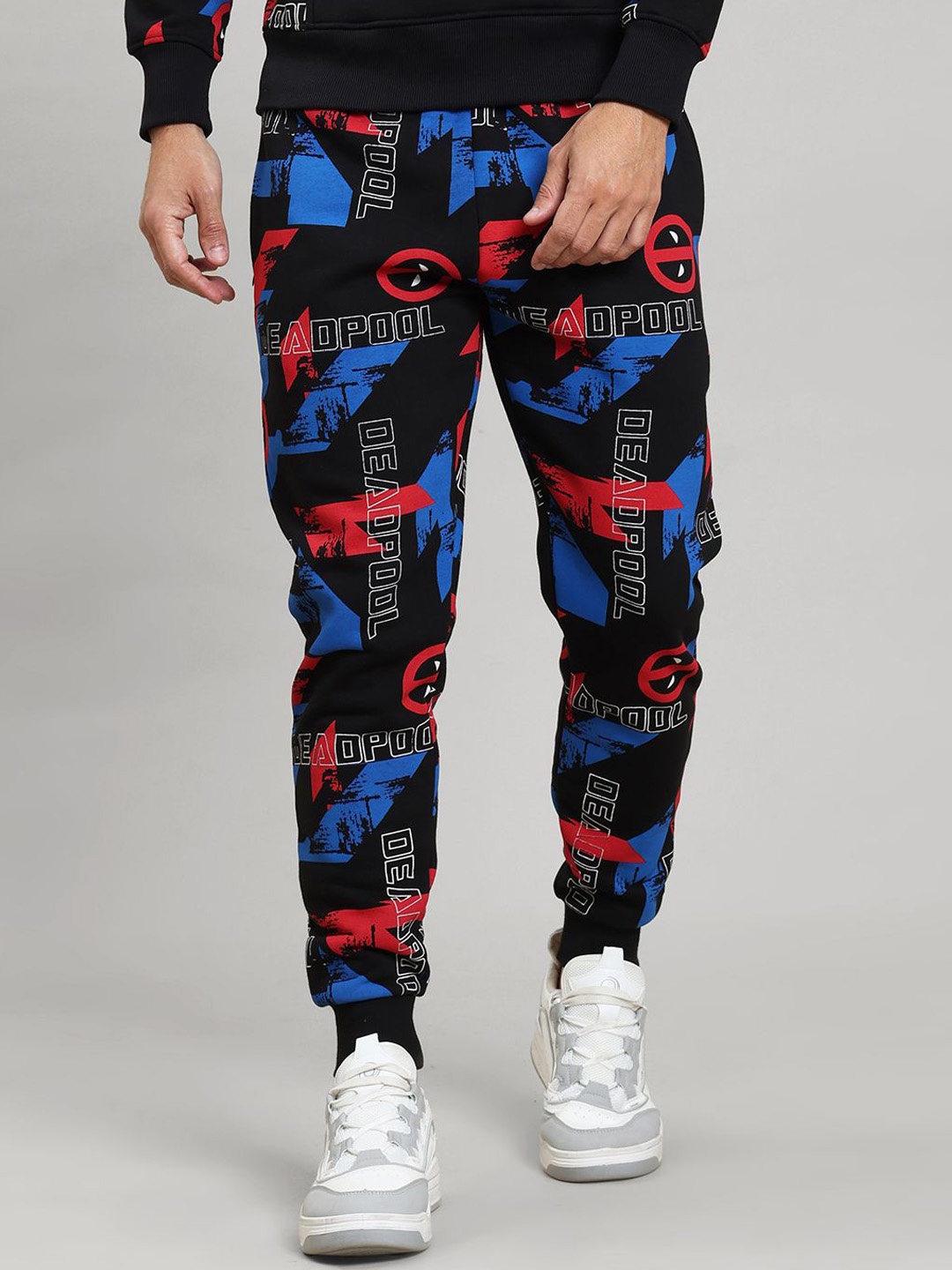 

Free Authority Men Cotton Deadpool Printed Regular Fit Jogger, Black