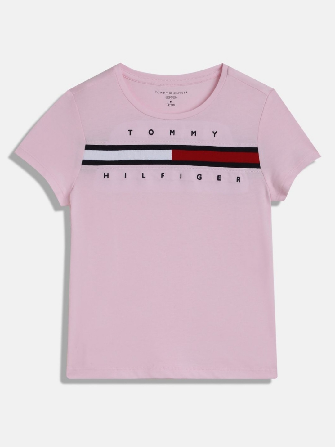 

Tommy Hilfiger Girls Graphic Printed Round Neck Cotton T-shirt, Pink