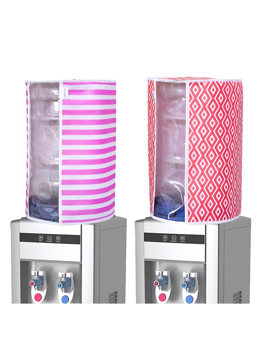 

prettykrafts Pink & Red 2 Pieces Striped Water Dispenser Covers