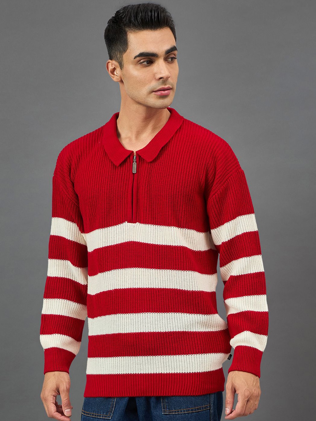 

Club York Men Striped Pullover, Red