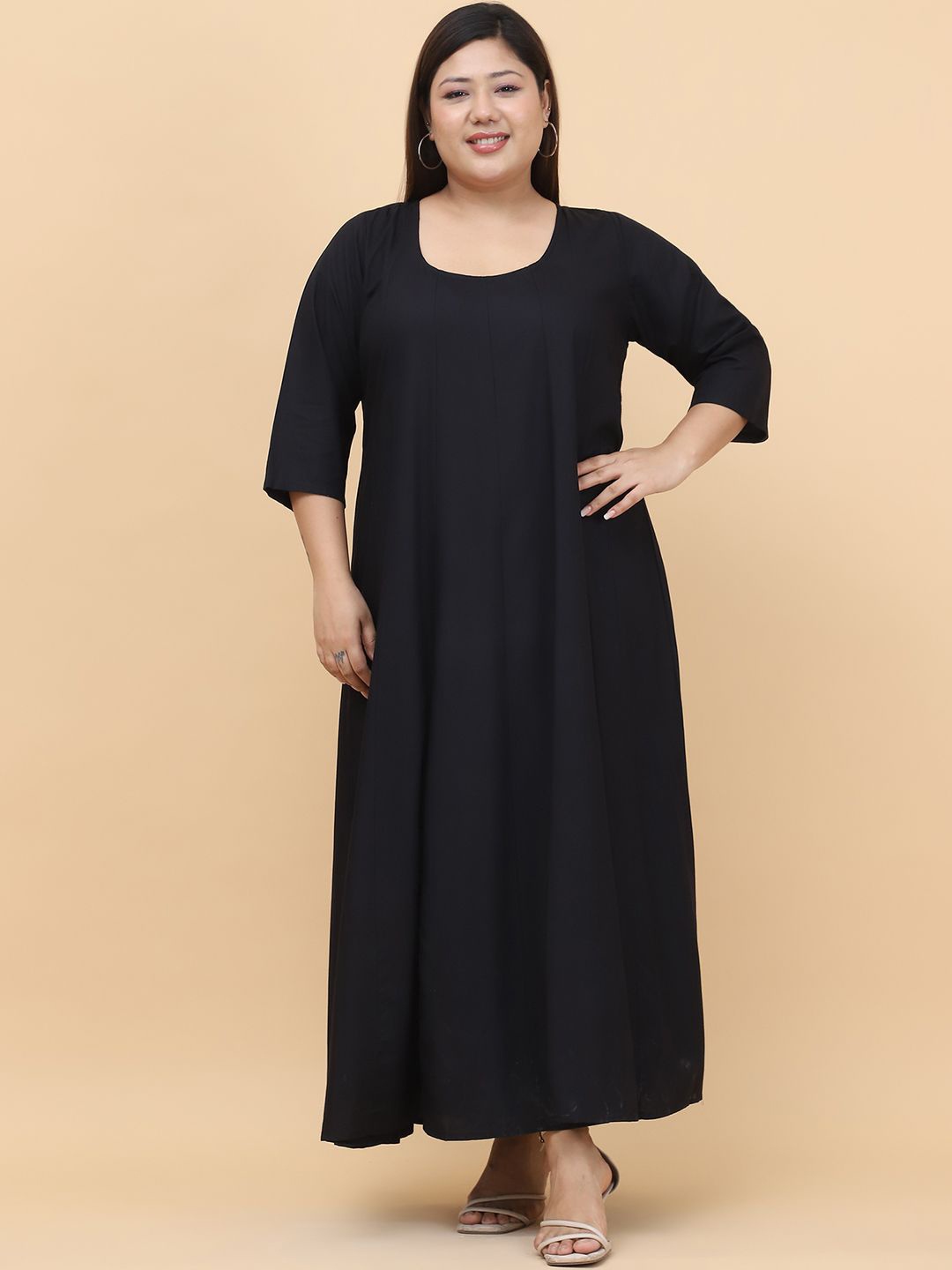 

theRebelinme Women Floral A-Line Maxi Dress, Black