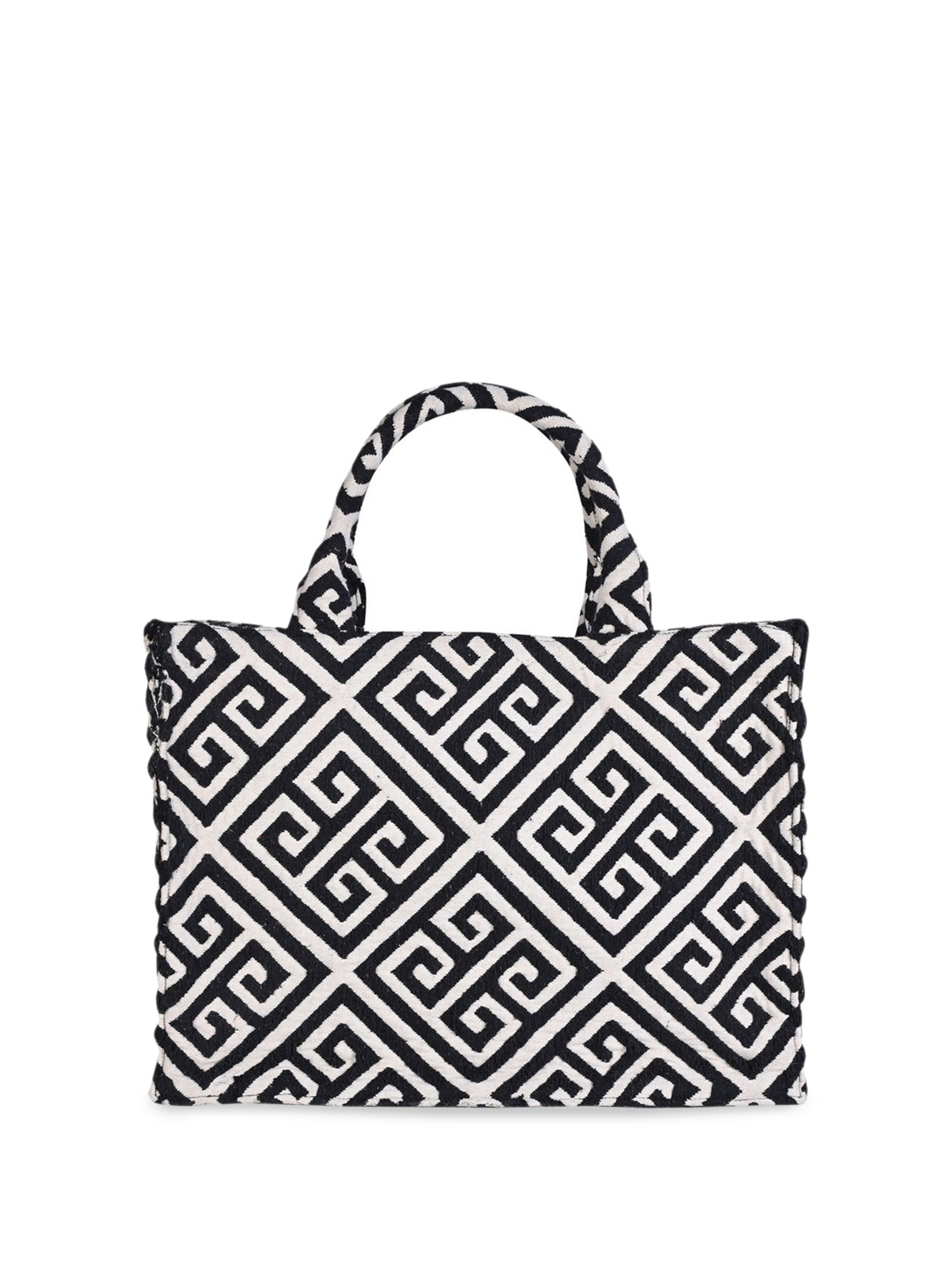 

INDIVIDUAL DESIGN Women Abstract Printed Structured Cotton Handheld Bag, Black