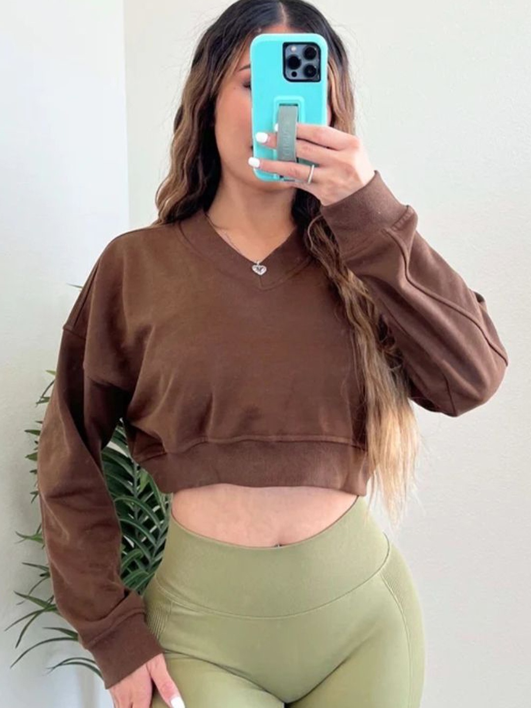 

LULU & SKY Cropped Sweatshirt, Brown