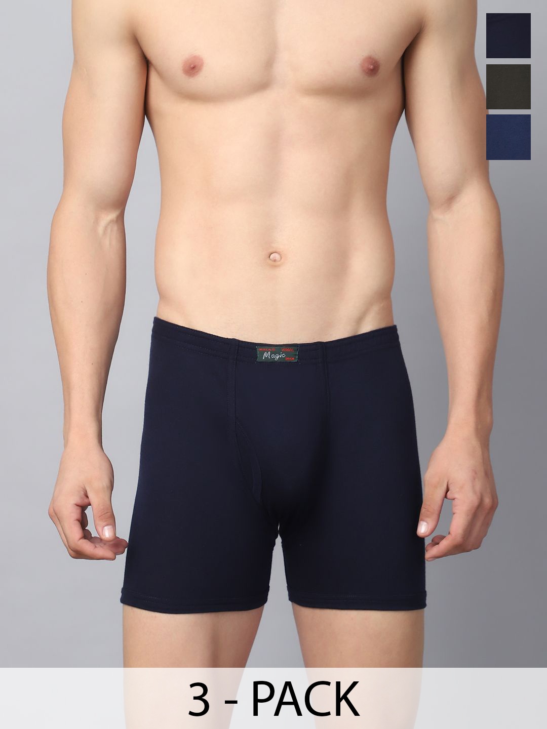 

VIMAL JONNEY Men Pack Of 3 Cotton Mid Rise Assorted Trunks-MAGIC__BLUE__B__03