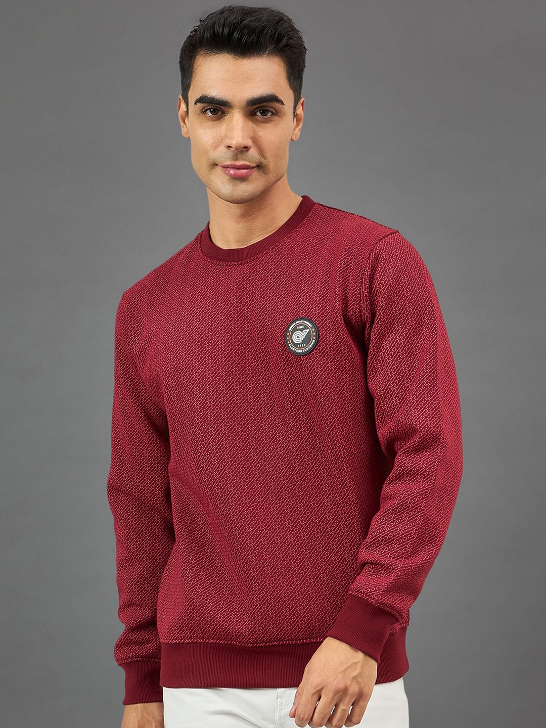 

Club York Men Printed Sweatshirt, Maroon