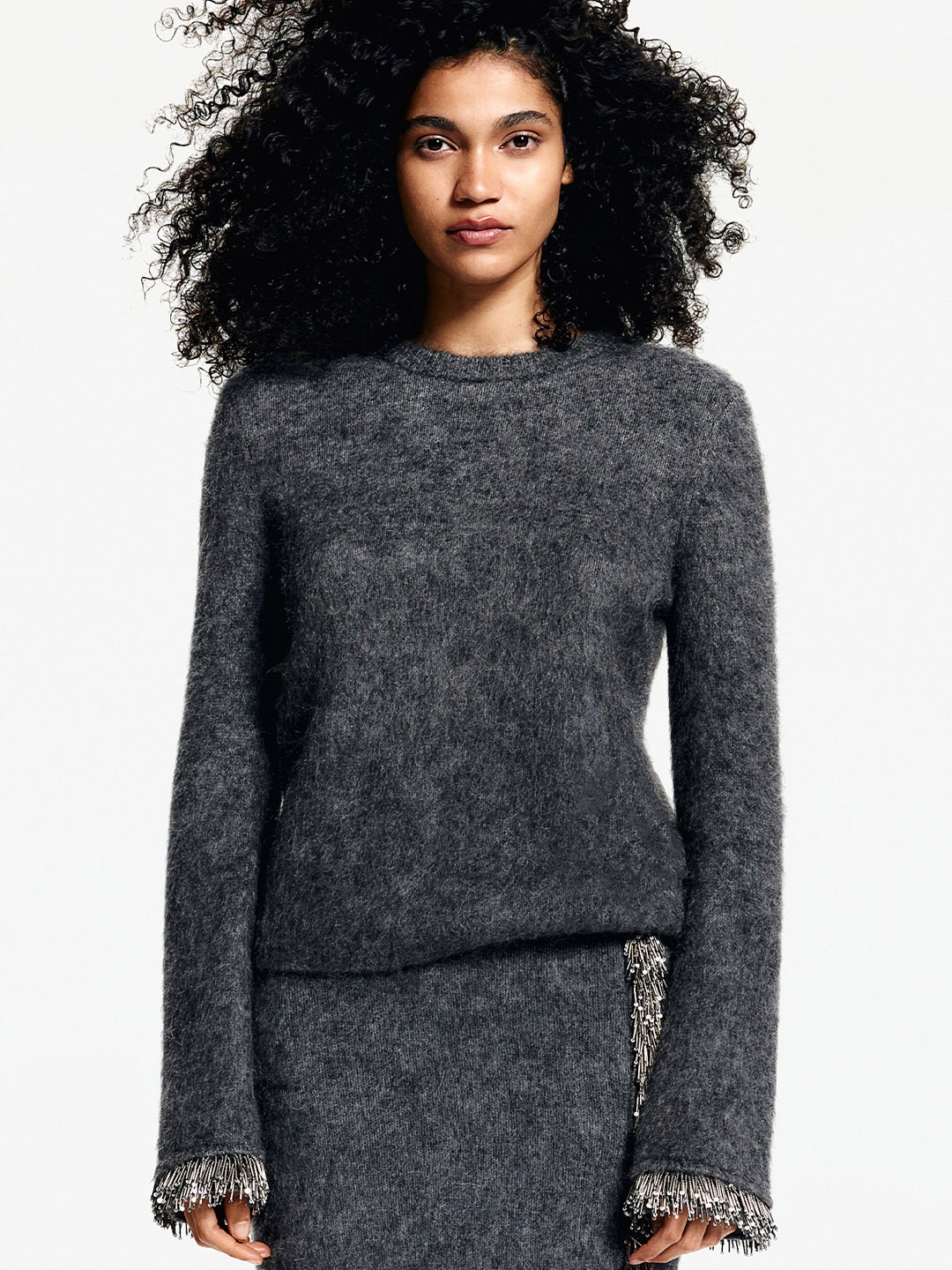 

H&M Bead-Detail Jumper, Charcoal