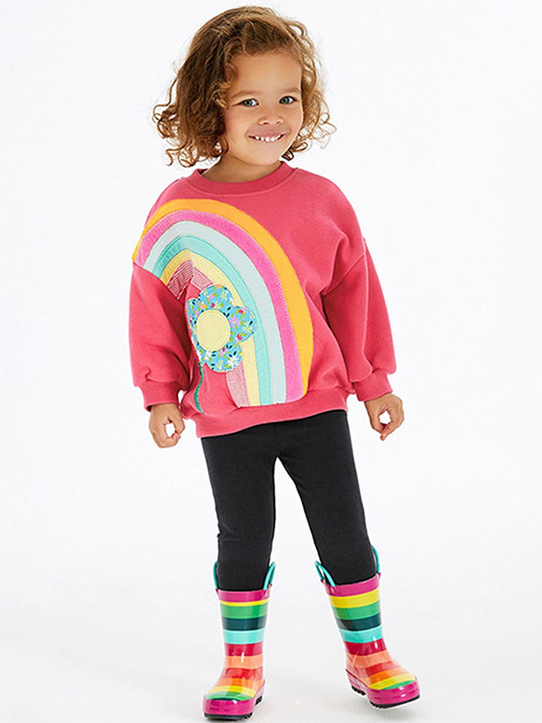 

LULU & SKY Girls Printed Sweatshirt with Leggings, Pink