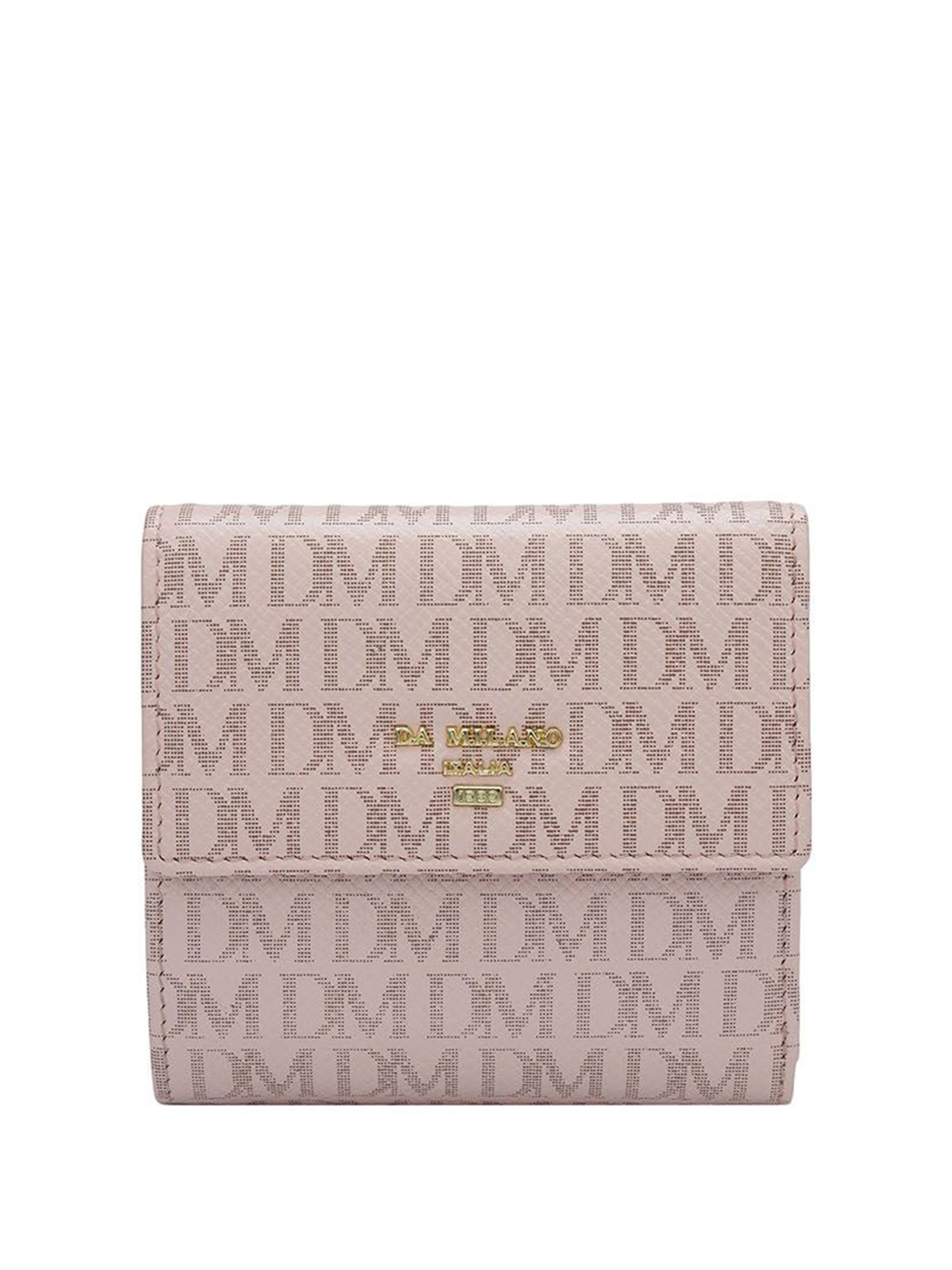 

Da Milano Women Typography Textured Leather Three Fold Wallet, Pink