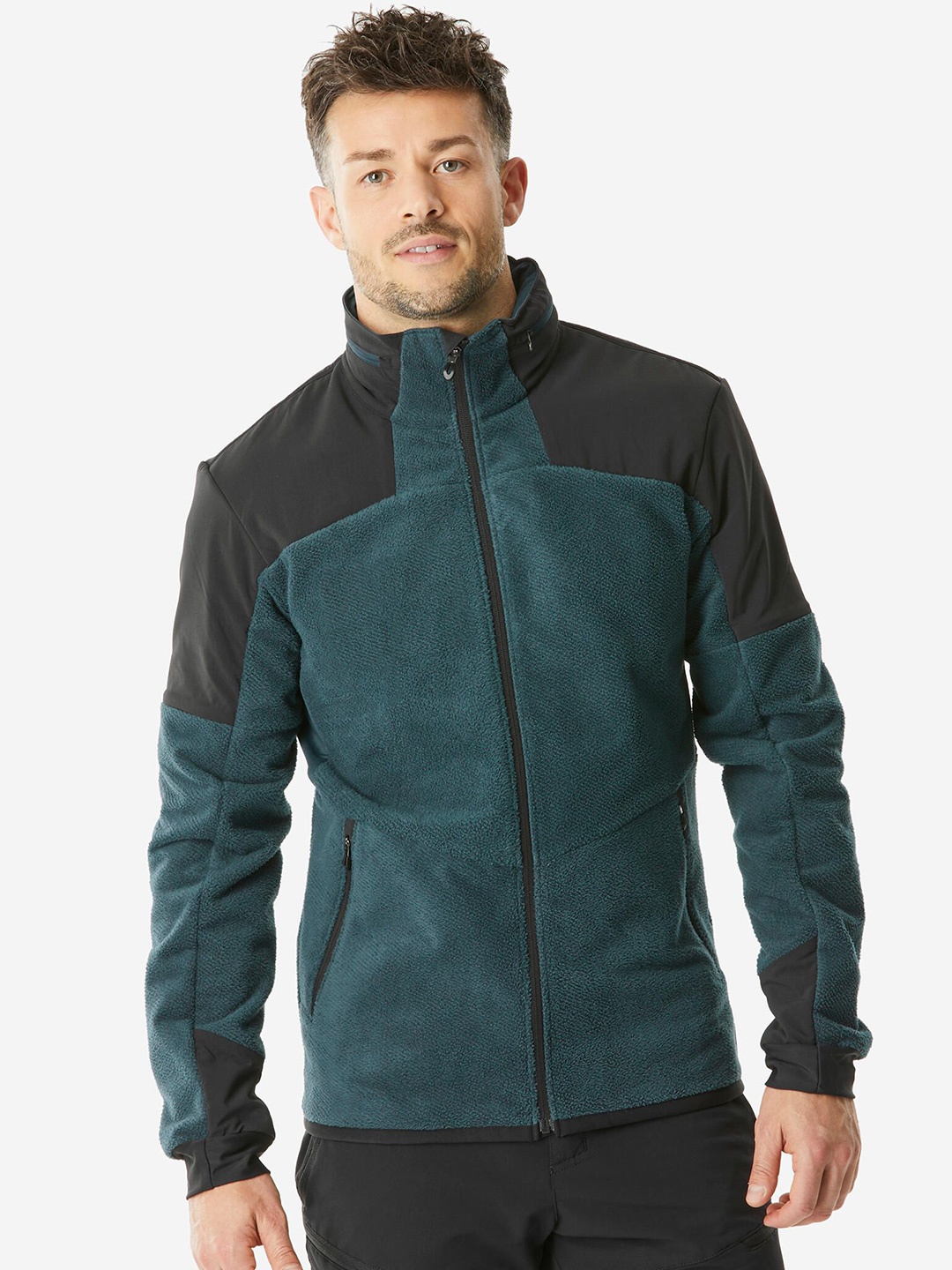 

Quechua By Decathlon Men Green Warm Fleece Jacket With Hoodie, Blue