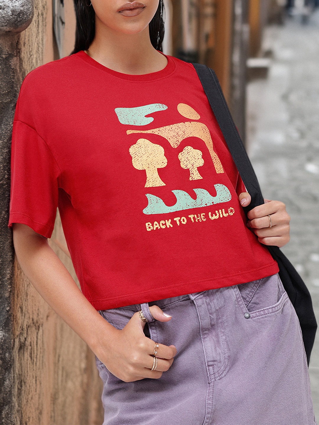 

DressBerry Cherry Red Cutesy Boxy T-shirt