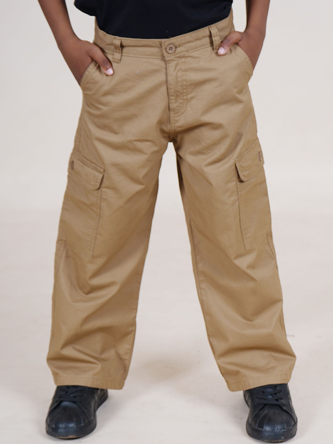 

KiddoPanti Boys Cotton Straight Fit Cargo Pant, Brown