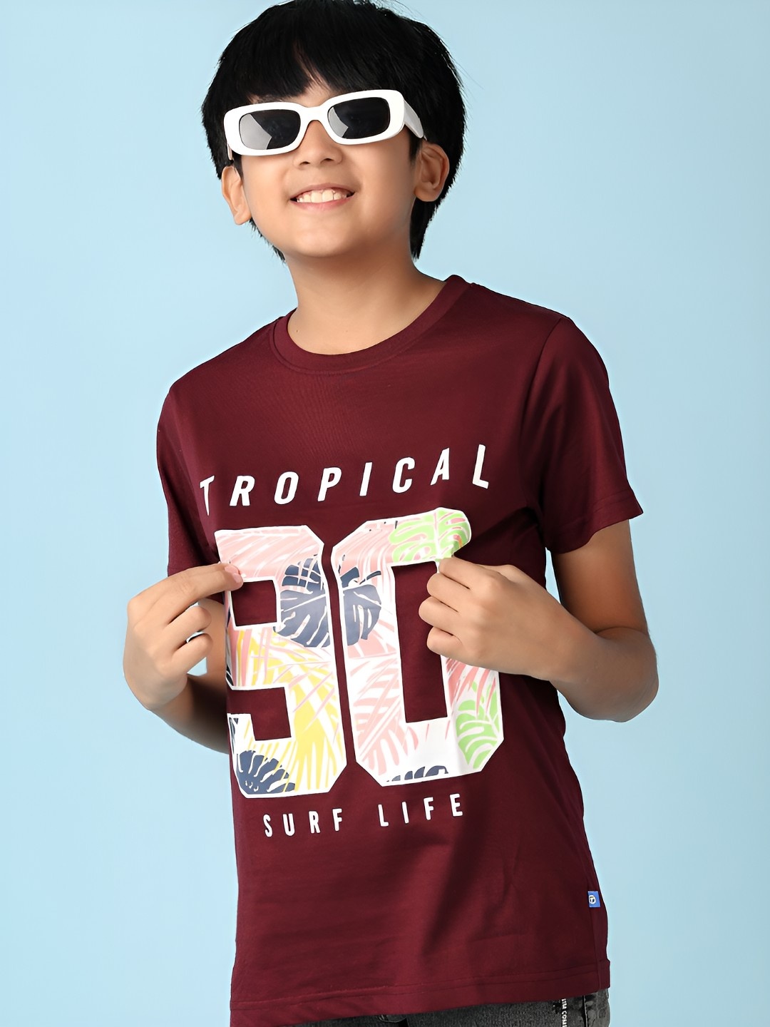 

V-Mart Boys Typography Printed Round Neck Cotton T-shirt, Maroon