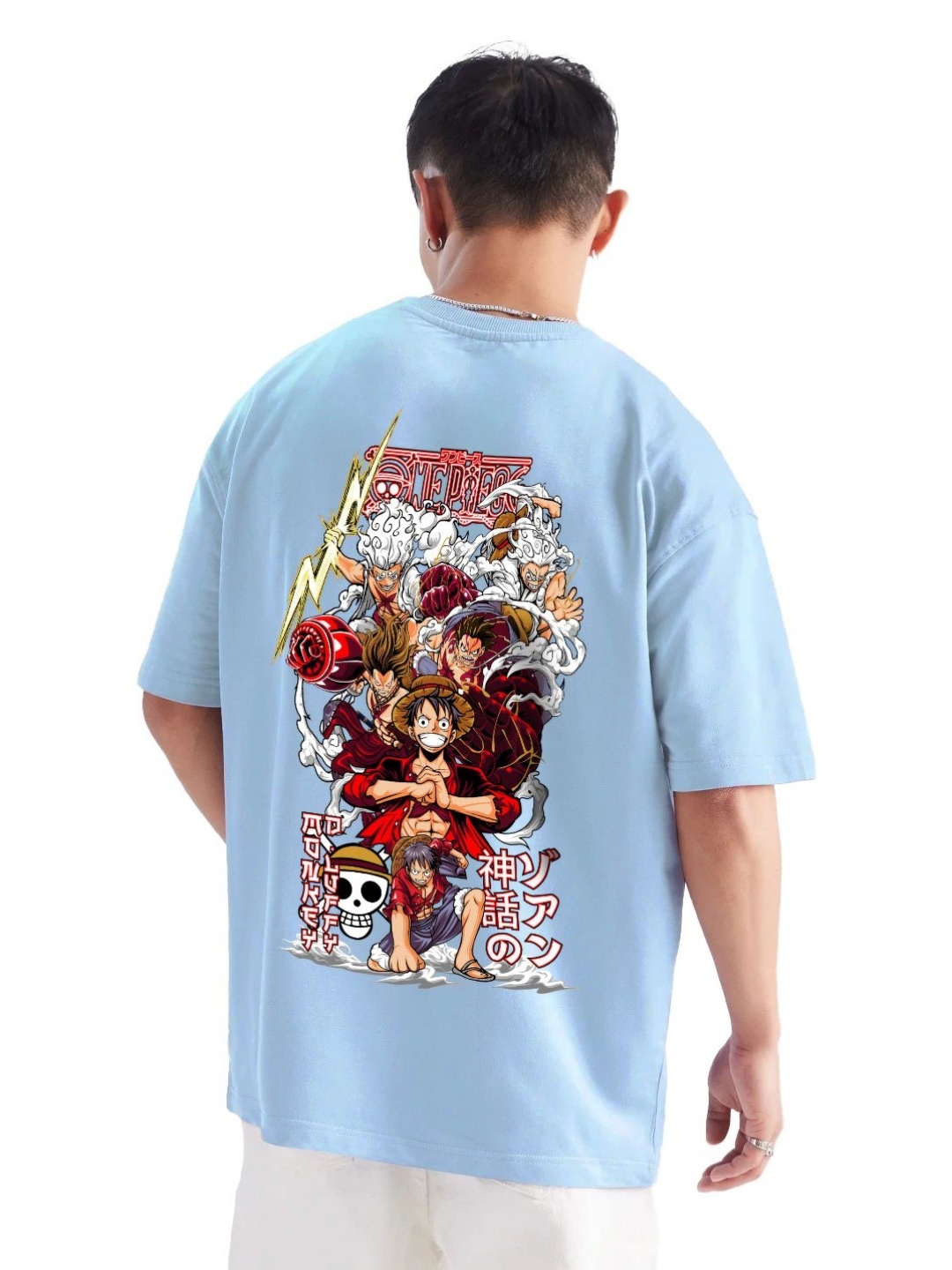 

fanideaz Men Graphic Printed Round Neck Cotton Oversized T-shirt, Blue