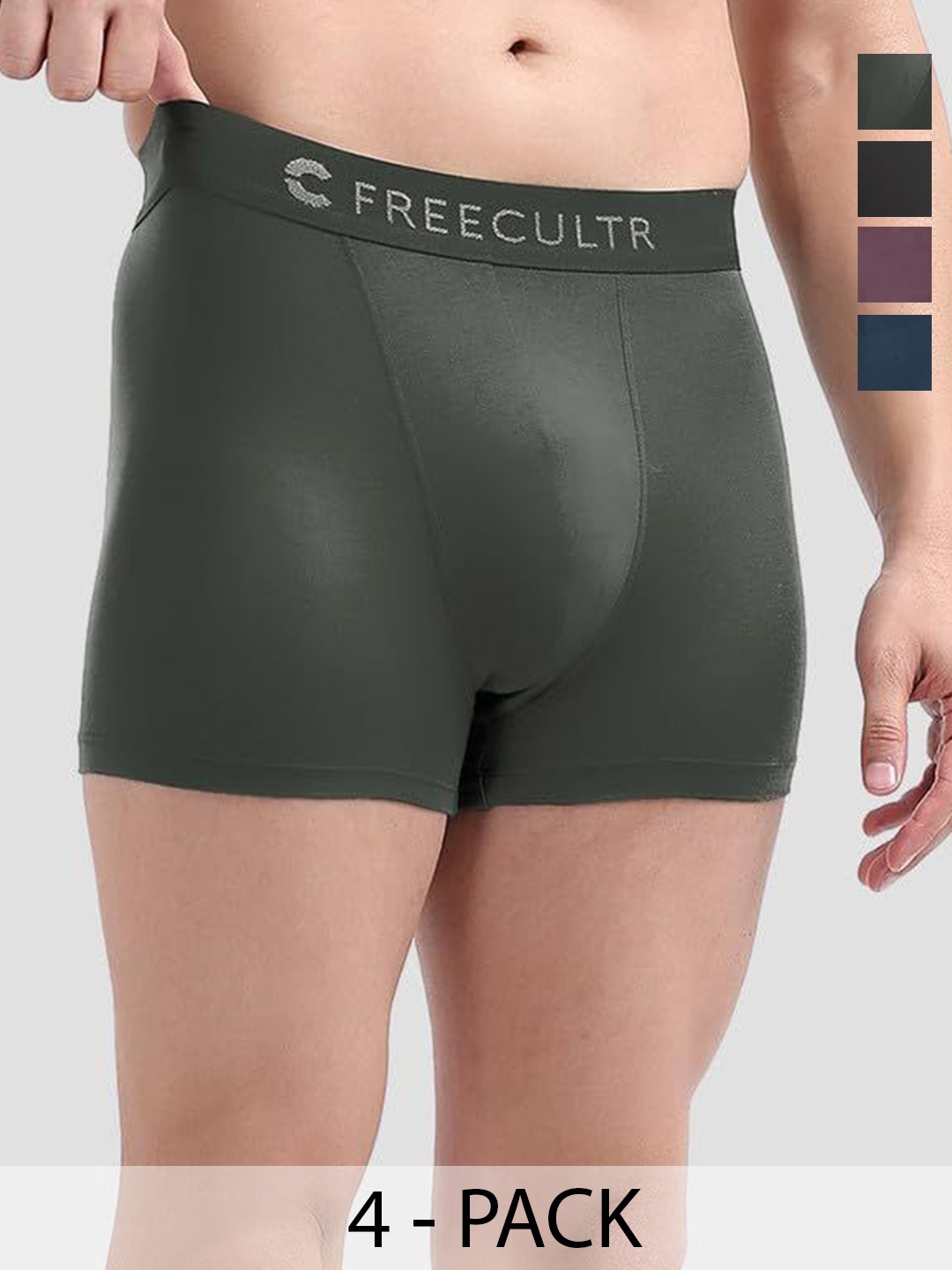 

FREECULTR Pack Of 4 Breathability Trunks FCP-CX-T-SPB-AG-MG-PW-S, Blue