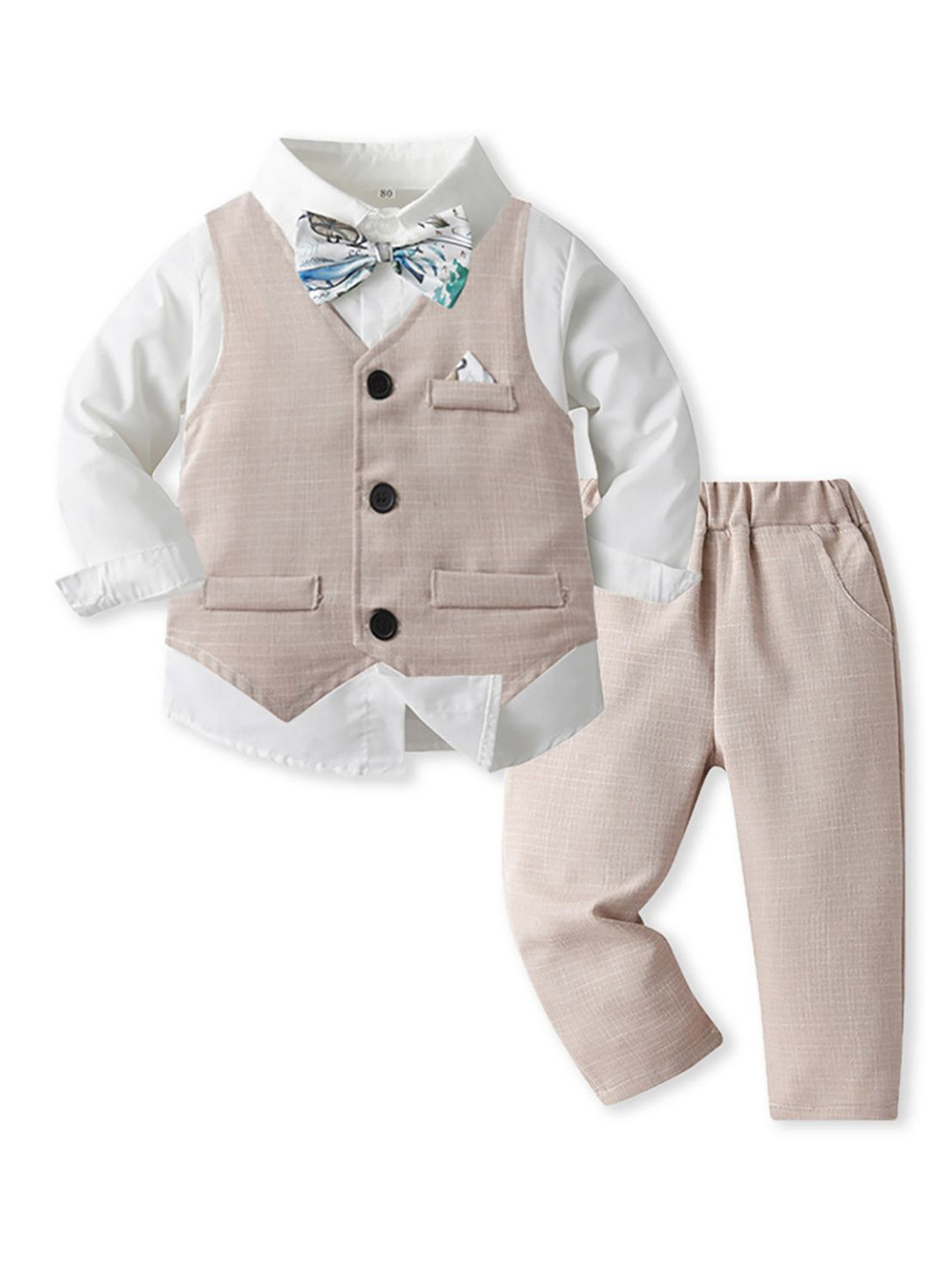 

StyleCast x Revolte Boys Printed Shirt with Trousers, Beige