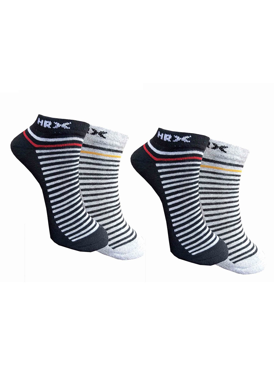 

HRX by Hrithik Roshan Women Pack Of 4 Striped Ankle-Length Socks, Black