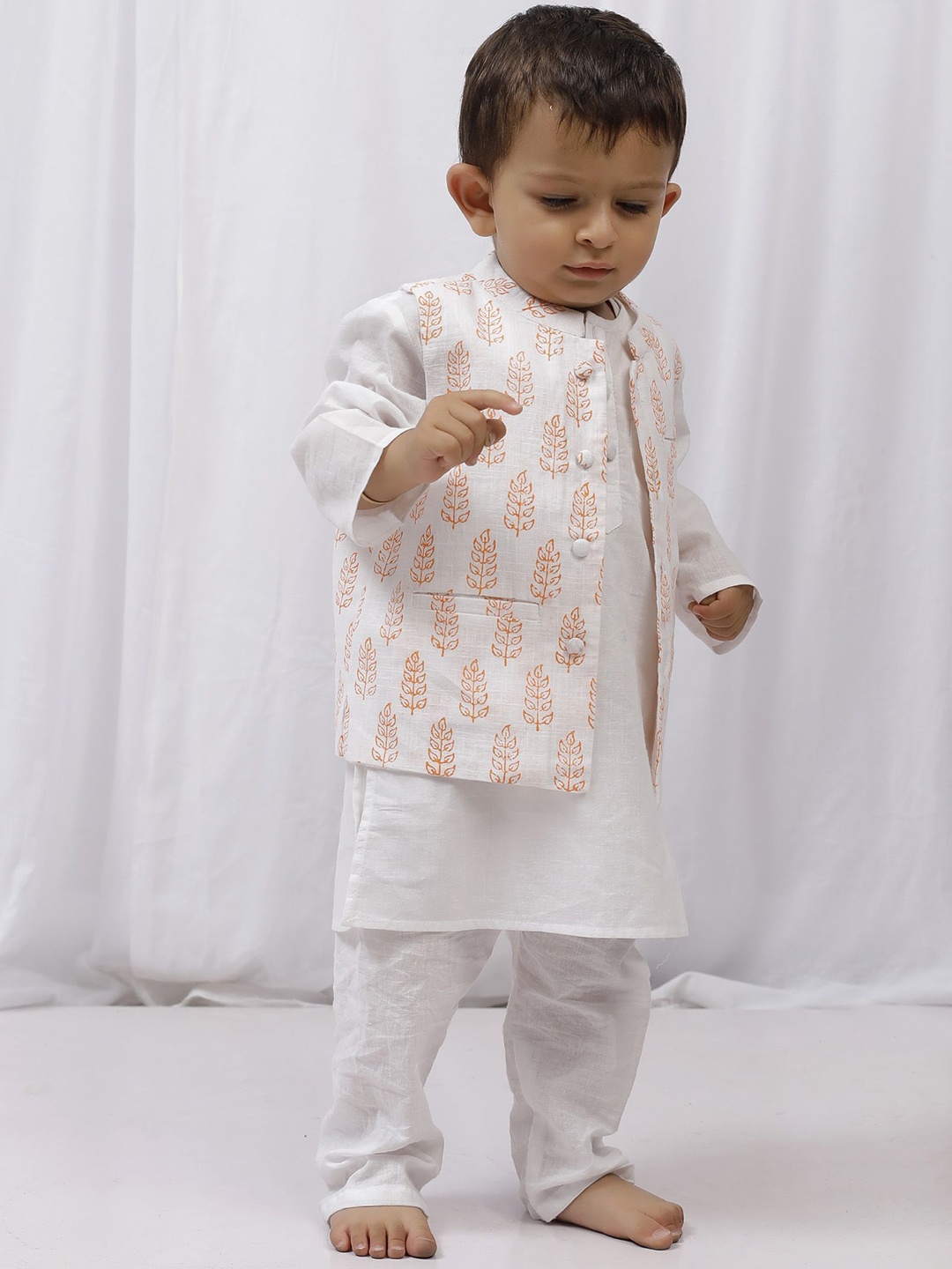 

TJORI Boys Regular Pure Cotton Kurta with Pyjamas, White