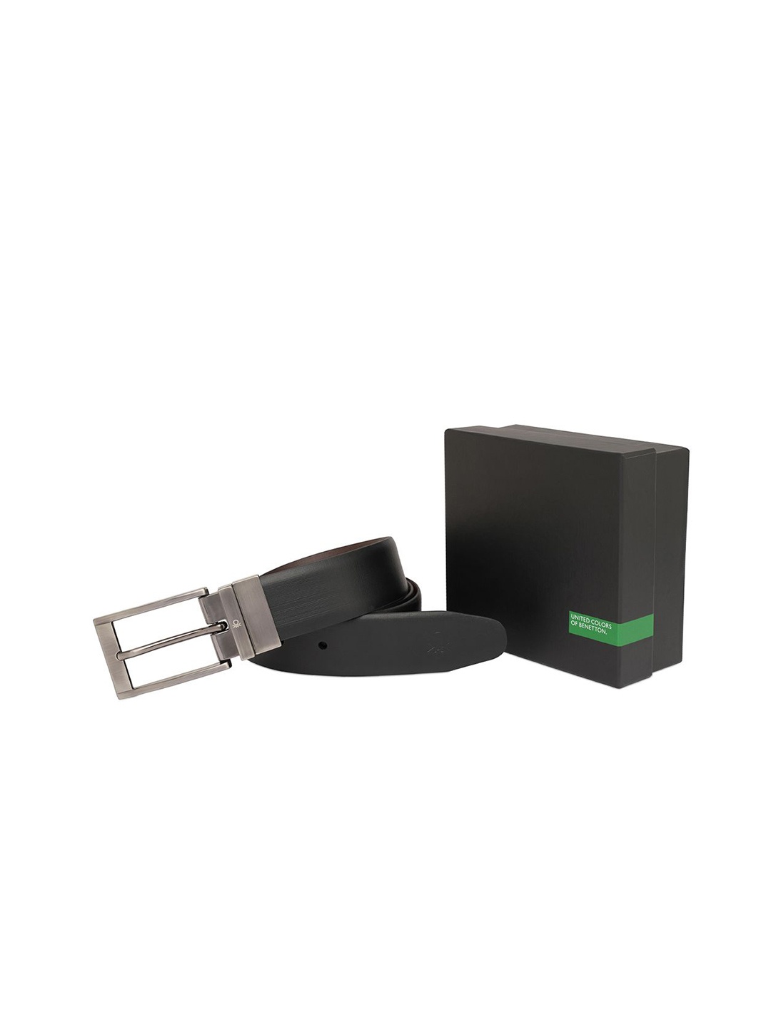 

United Colors of Benetton Men Leather Reversible Formal Belt, Black