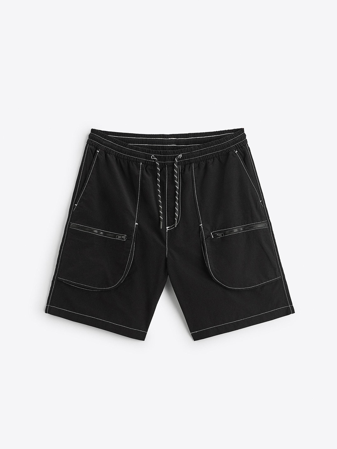 

ZARA Adults-Men Black Shorts