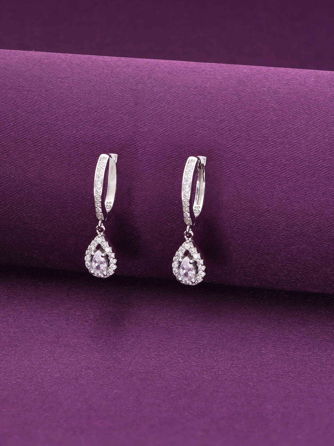 

KAI JEWEL 925 Sterling Silver Rhodium-Plated Cubic Zirconia Contemporary Hoop Earrings