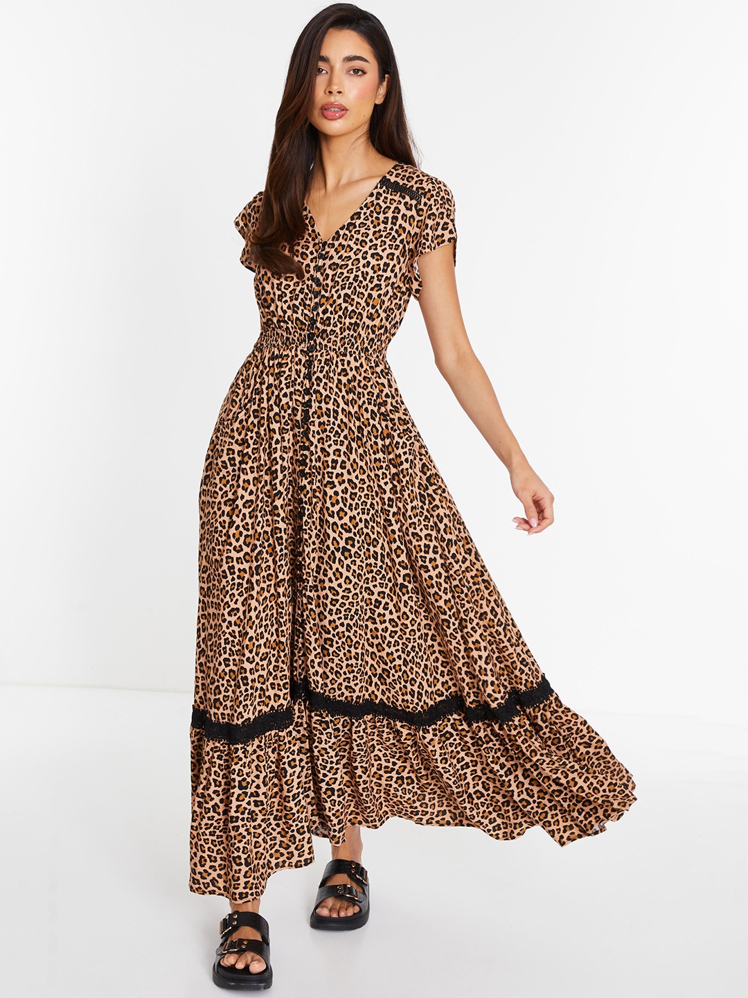 

QUIZ Women Animal Printed Maxi Dress, Multi