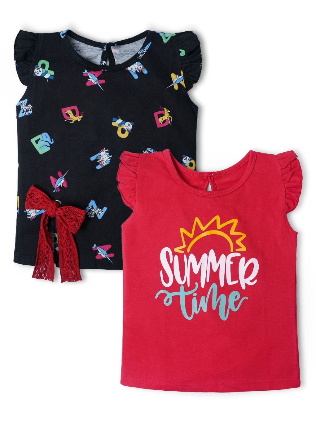 

Nino Togs Girls 2 Printed Bio Finish T-shirt, Multi