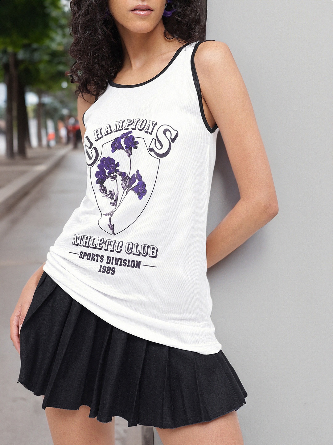 

DressBerry Urban Edge Printed Sleeveless T-shirt, White