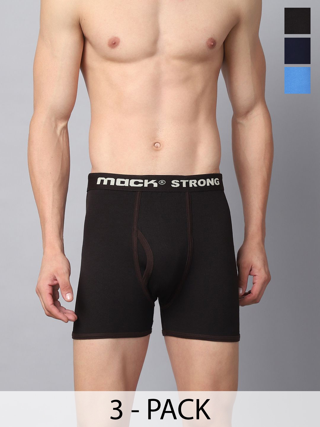 

VIMAL JONNEY Cotton Pack Of 3 Assorted Cotton Trunk MACK__STRONG__C__03