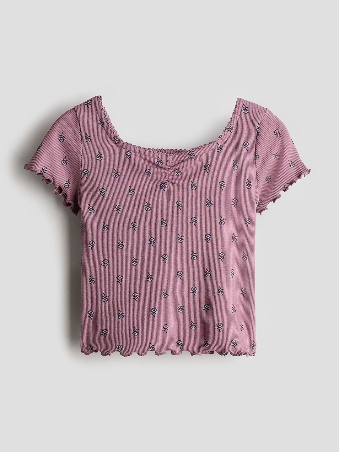 

H&M Overlock-Detail Top, Mauve