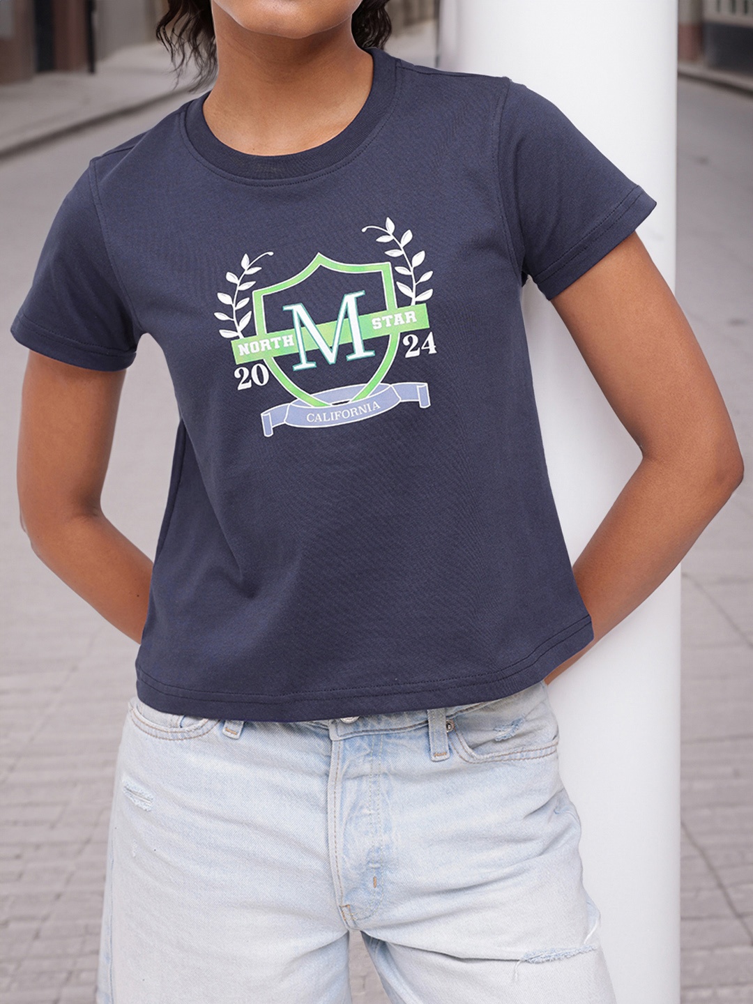 

DressBerry North Star California Printed T-shirt, Navy blue